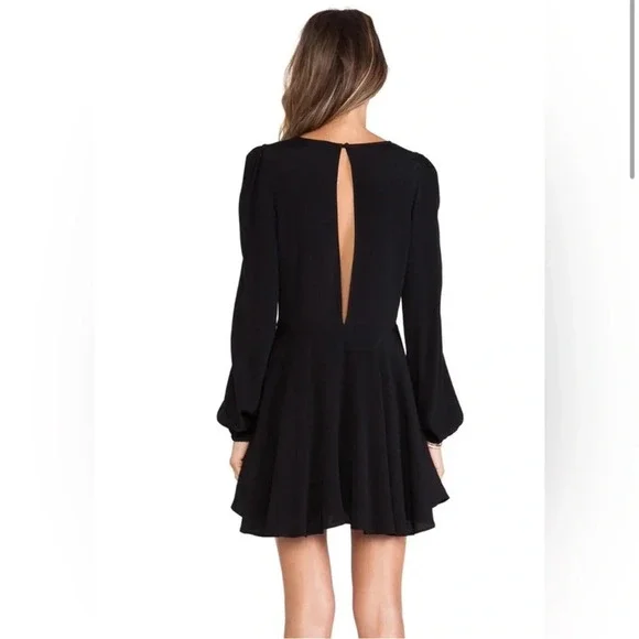 Revolve Lovers + Friends Shimmy Black Long Sleeve Skater Mini Dress Size S